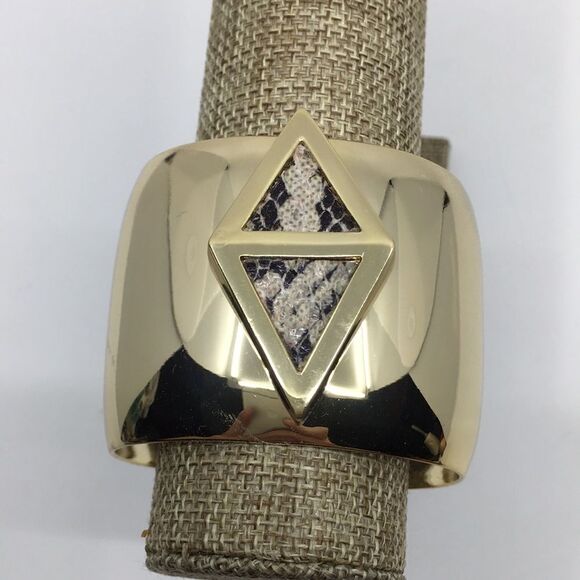 Karla's Closet for Roman Luxe Gold Tone Cuff Bracelet with Faux Python - Picture 1 of 16